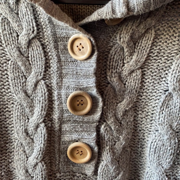 DELiA*s grey hooded cable-knit sweater with button collar - Picture 3 of 4